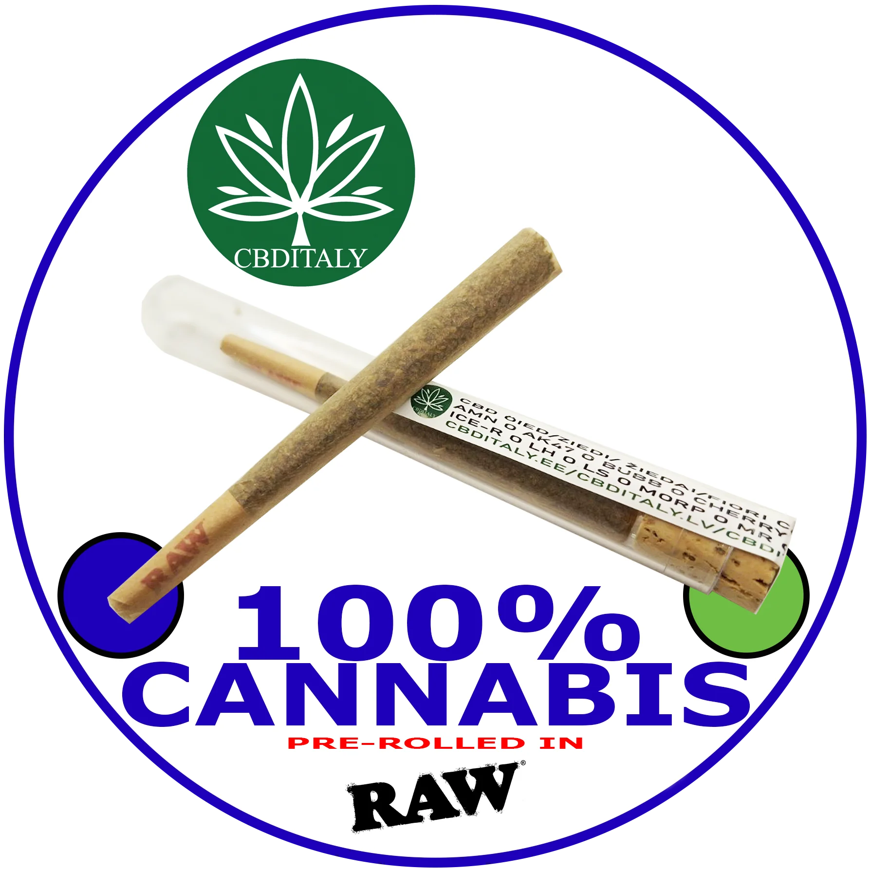CBDITALY 100% cannabis RAW esirullattu hamppu wellness-savuke lasituubissa, Lemon Skunk CBD 21% 3-pakkaus