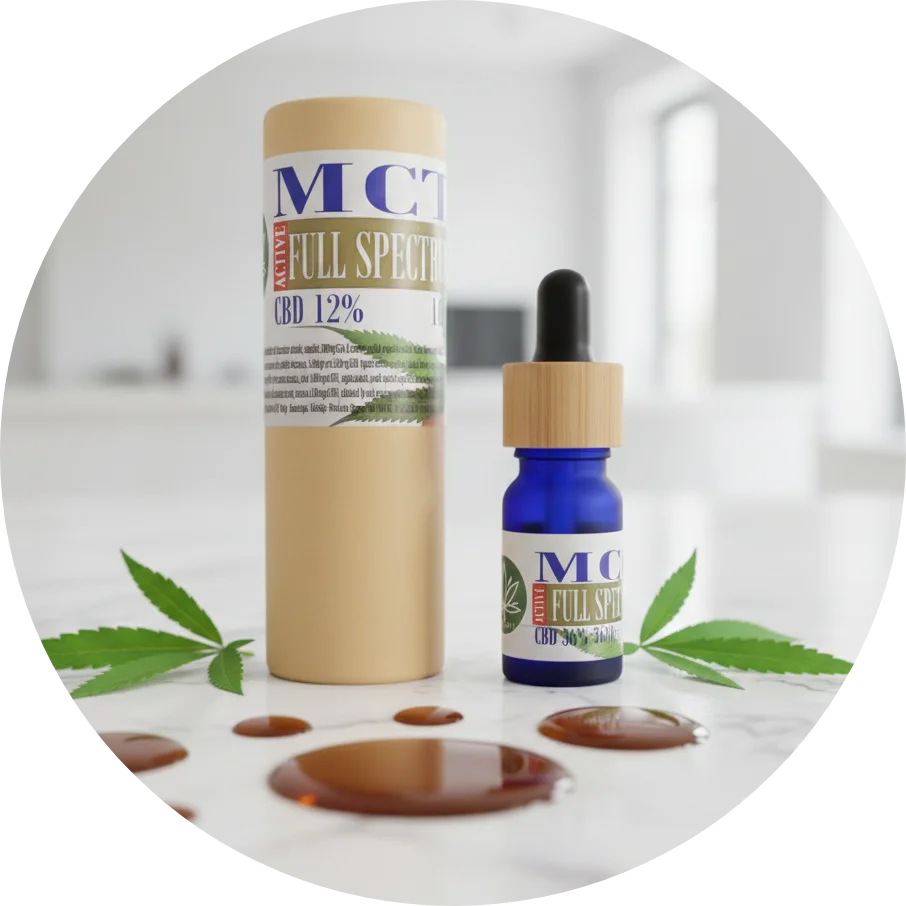 CBDITALY CBD Cannabis öljy 12% ACTIVE FULL SPECTRUM lähikuva hamppu-hyvinvointituotteesta