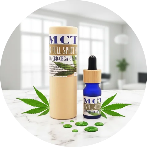CBD+CBDA öljy 6% RAW FULL SPECTRUM lähikuva — käsittelemätön täysspektri hamppu-ravintolisä CBDITALY