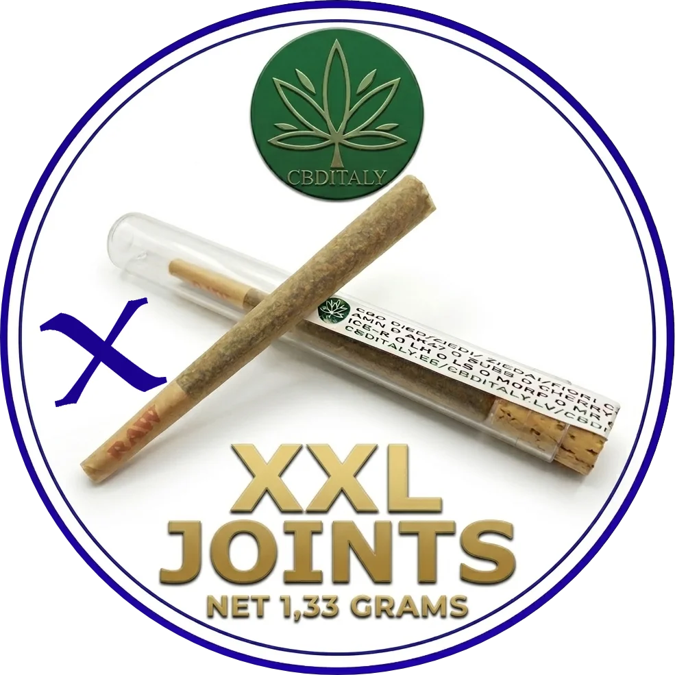 CBDITALY XXL Joints 2-pakkaus esirullatut hamppu wellness-savukkeet lasipullossa, nettopaino 2 x 1,33g